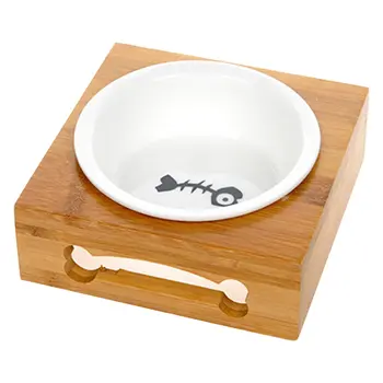 

Dog Bowl Pet Bamboo Dish Rack Ceramic Stainless Steel Single Bowl Double Bowl Cat Bowl Dog Water Bowl Rice Bowl Pet Supplies