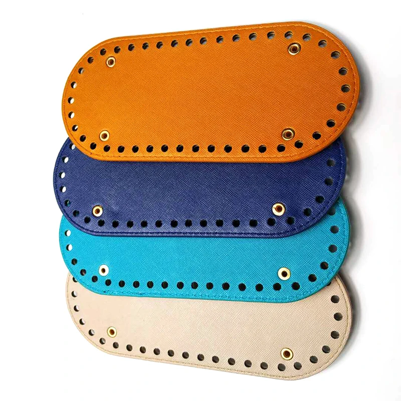 

Fashion 1Pc Oval Long Bottom for Knitting Bag PU Leather 42 Holes Handmade DIY Handbag Bottom Replacement Bag Accessories