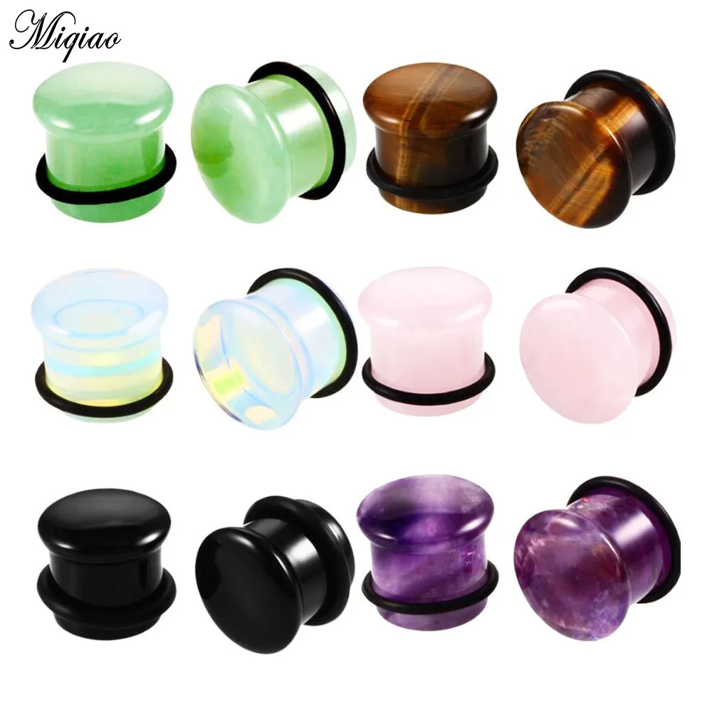 

Miqiao 1pcs/Lot Stone Ear Plugs Gauges Flesh Tunnel Piercing Expander Ear Stretcher Body Piercing Jewelry For Women Men