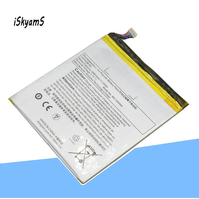 ISkyamS 1x2980 mAh MC-308594/MC 308594/MC308594 Сменный аккумулятор для Amazon Kindle Fire 7 5th Gen SV98LN/Bulk