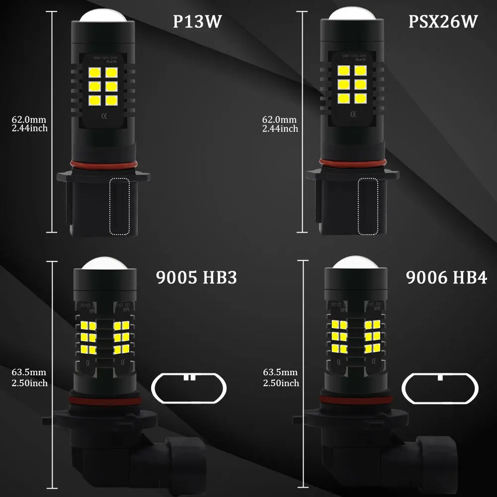 2) Canbus H11 H8 светодиодная лампа HB4 9006 HB3 9005 PS X 26W PSX24W P13W SH23W H16 5202 led DRL Противотуманные фары 12V красный белый желтый