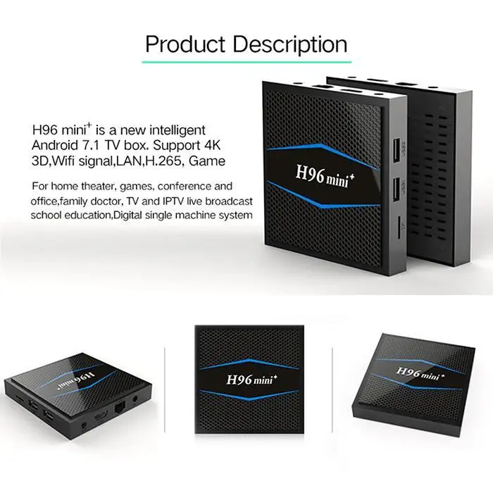 H96 mini+ HD сетевая tv-приставка инфракрасный пульт дистанционного управления четырехъядерный wi-fi-комплект Android TF, U диск 7,1 без Bluetooth