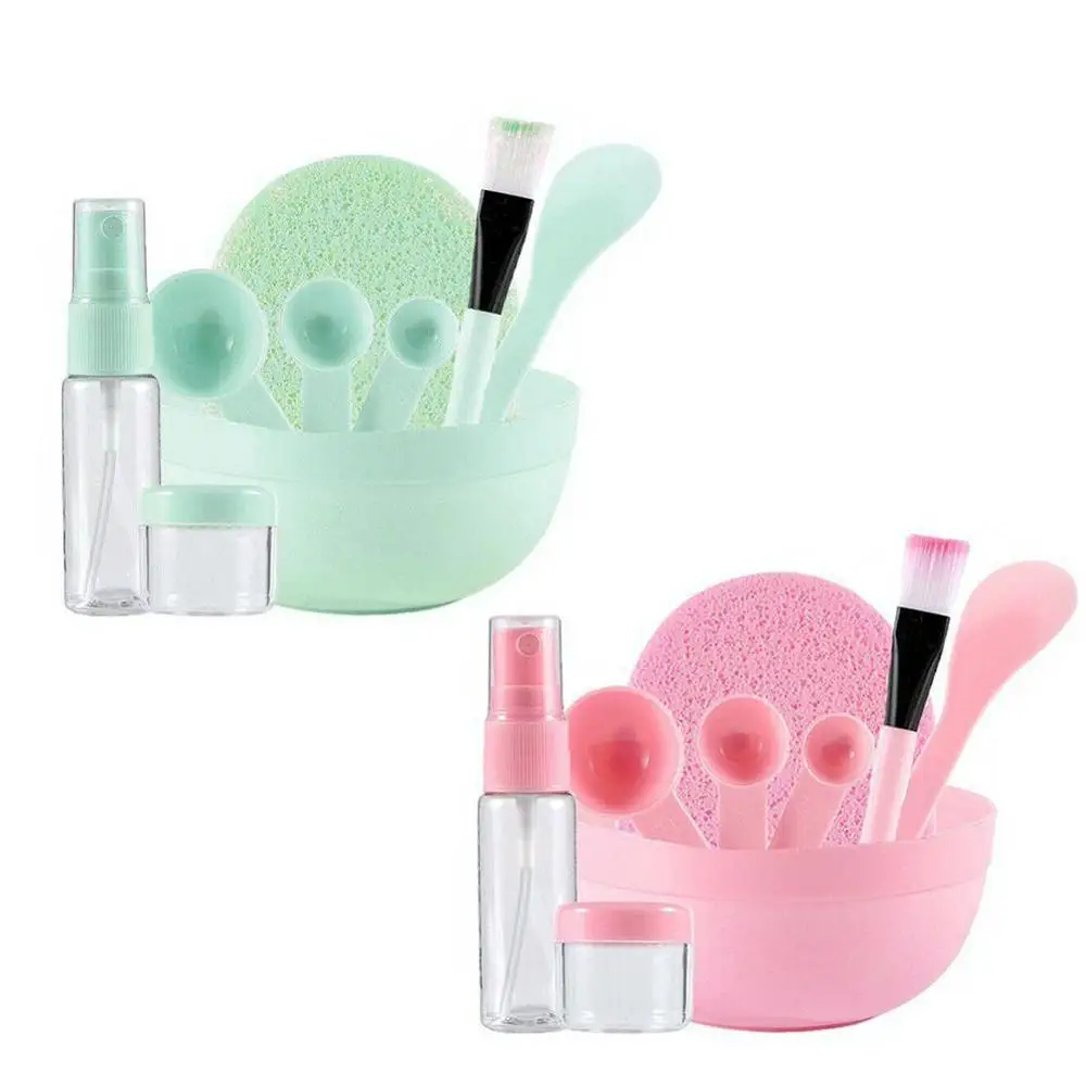 9 in 1 DIY Mask Bowl Brush Beauty Tool Homemade Stick Spray Bottle Measuring Spoon Make up Set Mixing Bowl Spray Bottle Powder