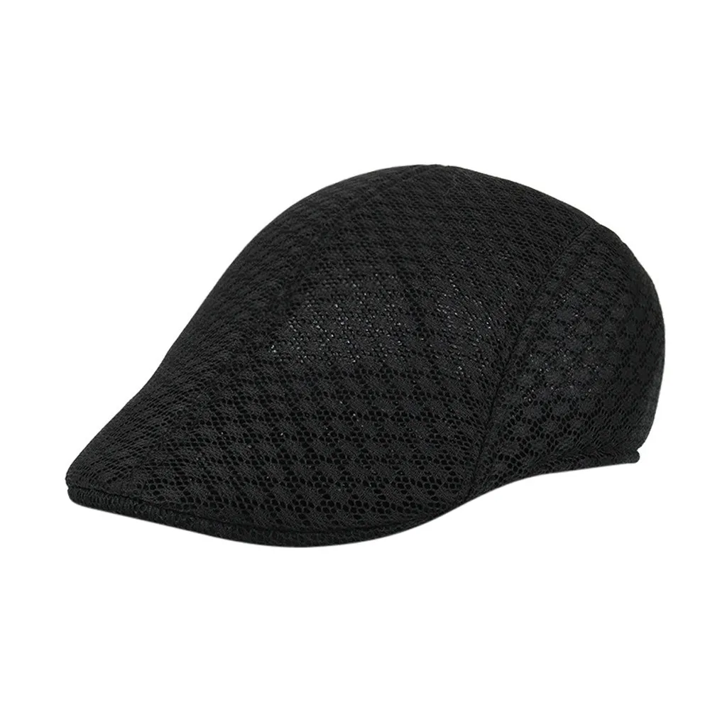 New Men's Golf Hat Breathable Mesh Newsboy Hats Casual Beret Caps Berets Caps for Men Casual Peaked Hat Visors Casquette Hats - Цвет: Black