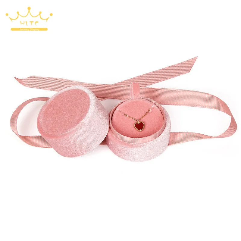 Pink Pendant Box Высокое качество коробка для колец кулон ювелирный магазин подарочная упаковка коробка серьги ожерелье держатель бархат ювелирные изделия Органайзер 1 шт - Цвет: Pink Pendant Box