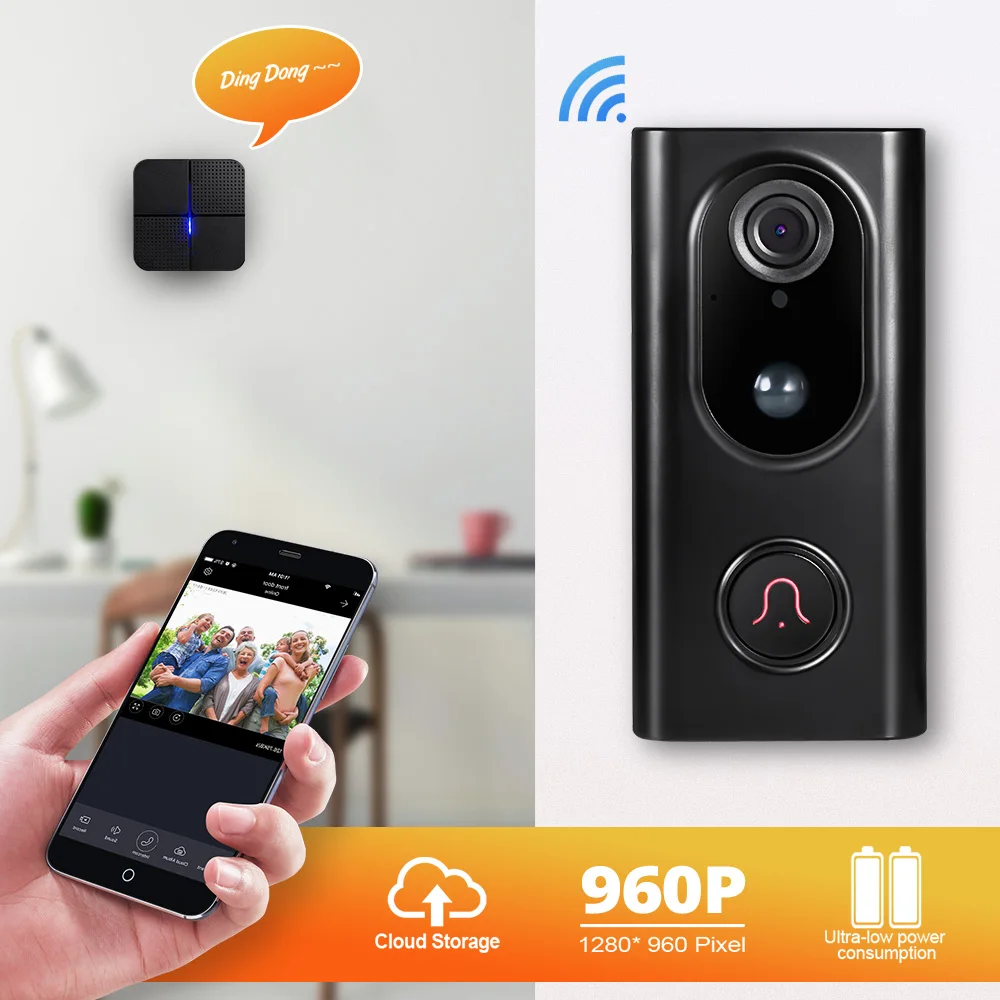 Fuers видеодомофон дверной звонок умный беспроводной IP Wifi 1.3MP камера безопасности
