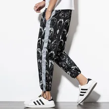 Мужские повседневные штаны с боковой полосой, светоотражающие брюки, мужские шаровары с принтом, Мужские штаны в стиле хип-хоп, штаны большого размера, спортивные штаны