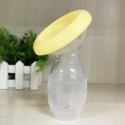 Yellow Maternity Postpartum Tools 100 ml Silicone Manual Breast Pump Pregnant Woman Anti-overflow Breast Milk Simple Collect Collectors - Цвет: Yellow