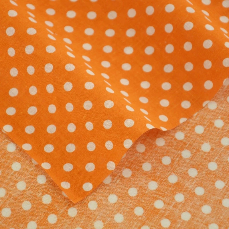 4-5mm White Orange Polka Dot Printed Cotton Fabric Patchwork Home Textile  Decoration Clothing DIY Sewing Scrapbooking Doll's