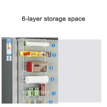 

6 layer Refrigerator Rack Side Shelf Sidewall Holder Kitchen Organizer Household Fridge Storage Kitchen Supplies