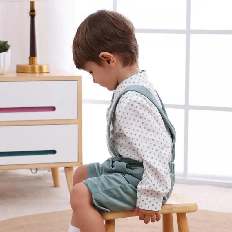 Baby Boy Clothes Set Kid Long Sleeve Polka Dot Shirt Suspender Pants Casual Clothes Outfit Infant Velvet Spanish Boutique Outfit