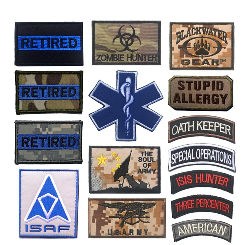 Hunting-Patch-Military-Tactical-Embroidered-badges-RETIRED-Zombie-Hunter-Armband-Patch-U-S-Army-Navy-Seal