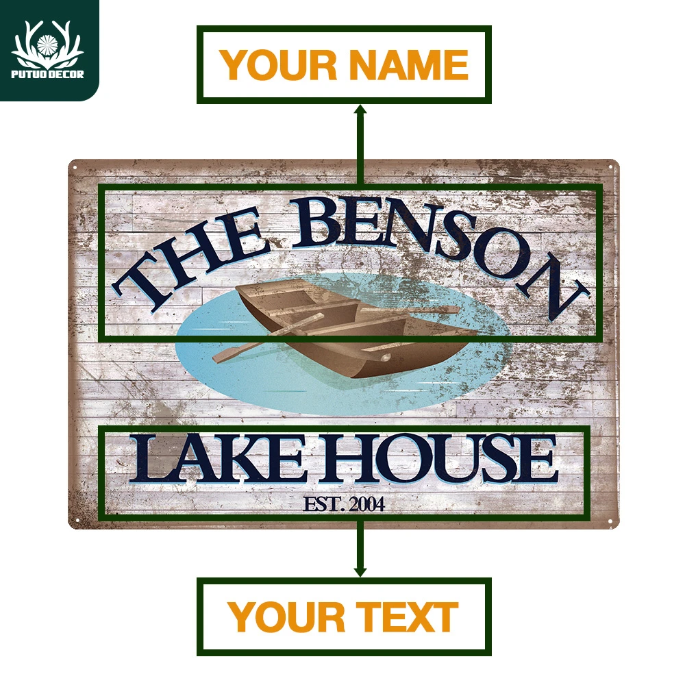 Personalized Tin Sign Lake House Custom Metal Sign Plaque Metal Vintage Cabin Wall Decor Retro Door Plaque Plaques Signs Aliexpress