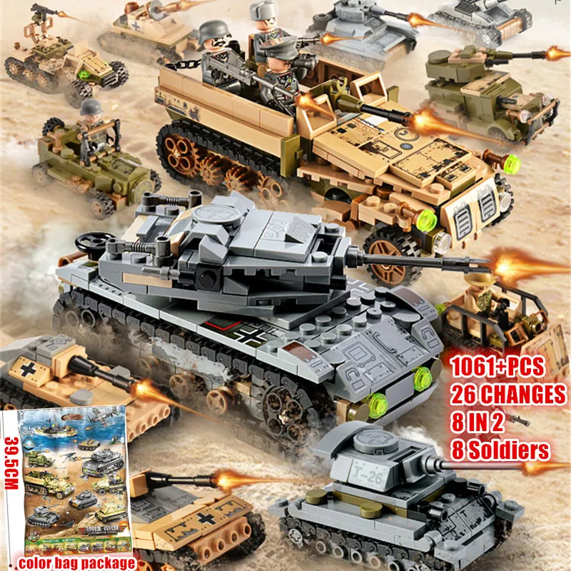 Lego Edition 1061 Pièces Blocs De Construction De Tanks Hélicoptère 8 Figurines 