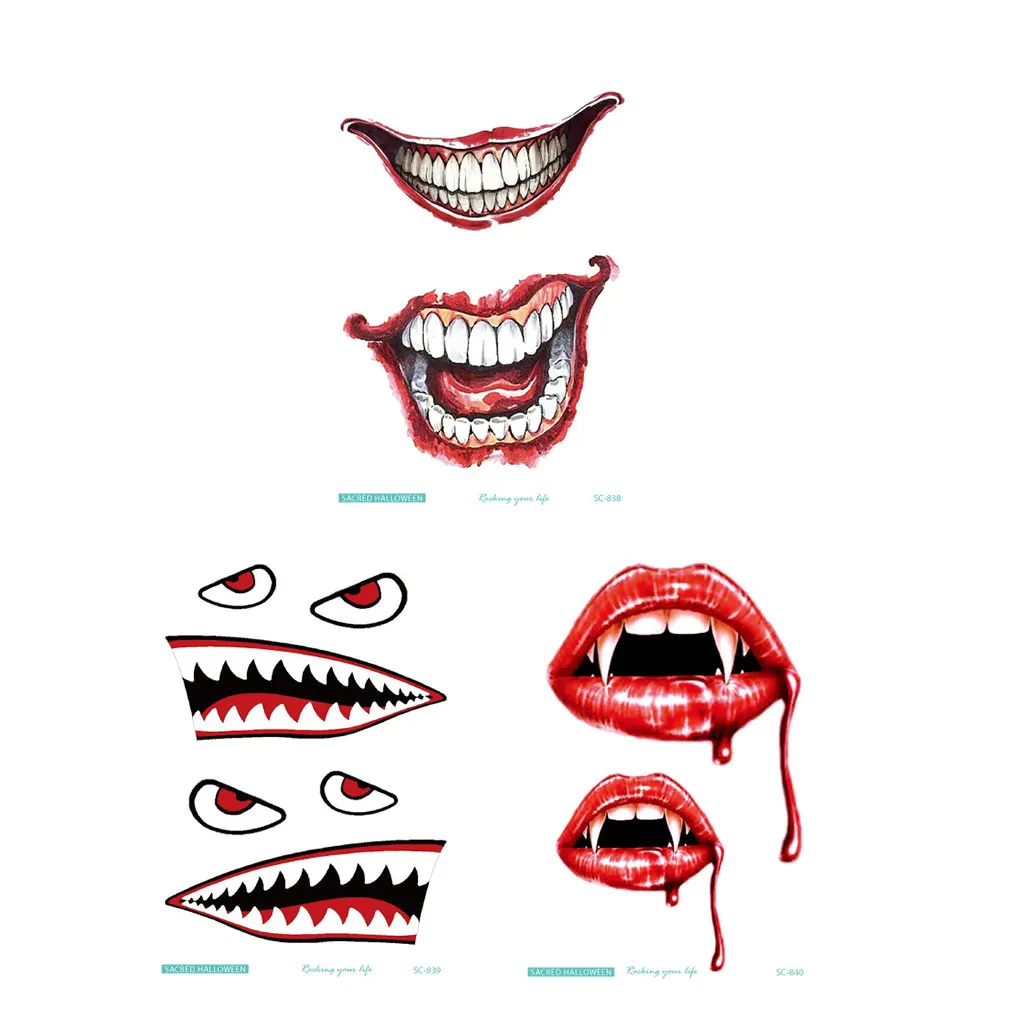 5PCS Halloween Props Wound Blood Temporary Tattoos Children Fake Body Art Tattoo Sticker Women Hand Skin Tatoo