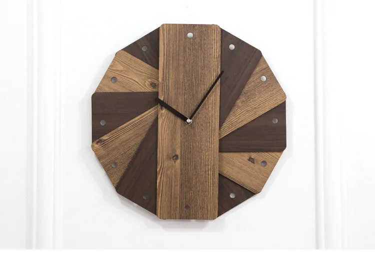 Креативные деревянные настенные часы современный дизайн для гостиной Европейский пасторальный Уникальный 3D украшения настенные домашние декоративные часы 14"