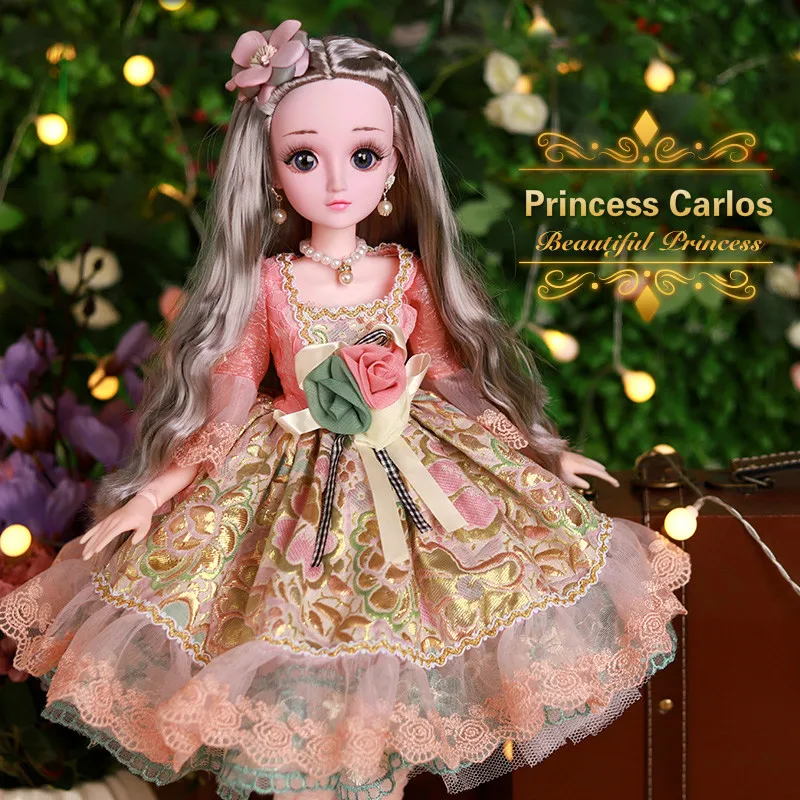 60cm doll suit girl Princess Wedding dress gift box simulation toy single dress puzzle music Princess Doll birthday gift