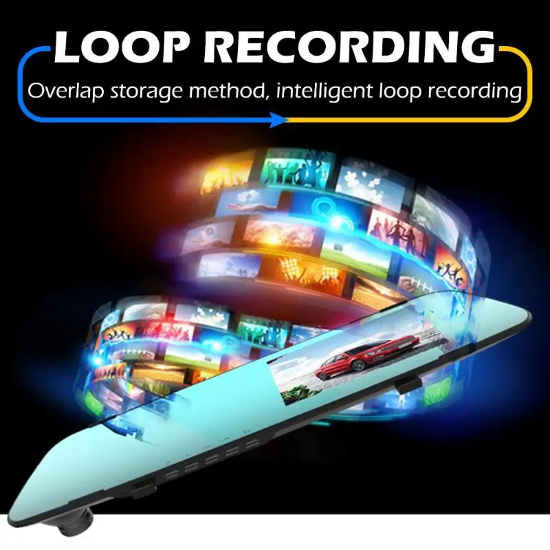 AOEDI AD-369FHD 4,3 дюймов 1080P Автомобильное зеркало заднего вида DVR Камера Ультра HD видеорегистратор ночного видения с камерой заднего вида