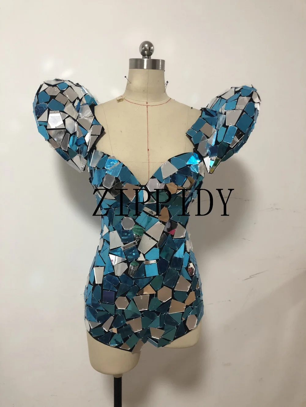 

Fashion silver Mirrors Bodysuit Women Singer Sexy Leotard Shining Costume Celebrate Outfit Evening Dance Stage Outfit