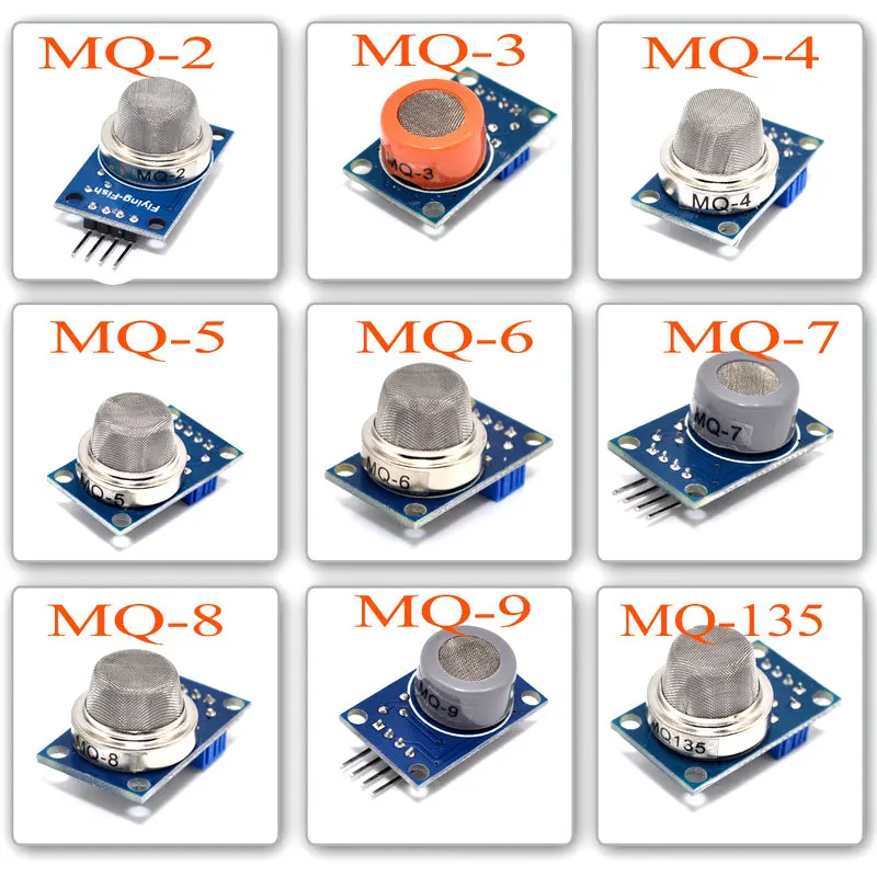 MQ-2 MQ-3 MQ-4 MQ-5 MQ-6 MQ-7 MQ-8 MQ-9 MQ-135 Detectie Rook Methaan Vloeibaar Gas Sensor Module Voor Arduino Starter Diy kit
