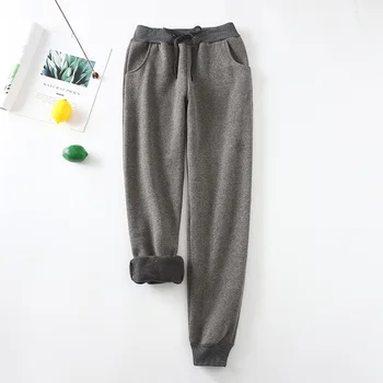 

2019 New Winter Women Warm Thick Velvet Sweatpants Sports Running Pants Gym Fleece Trousers Workout Casual Loose Plus Size 2xl