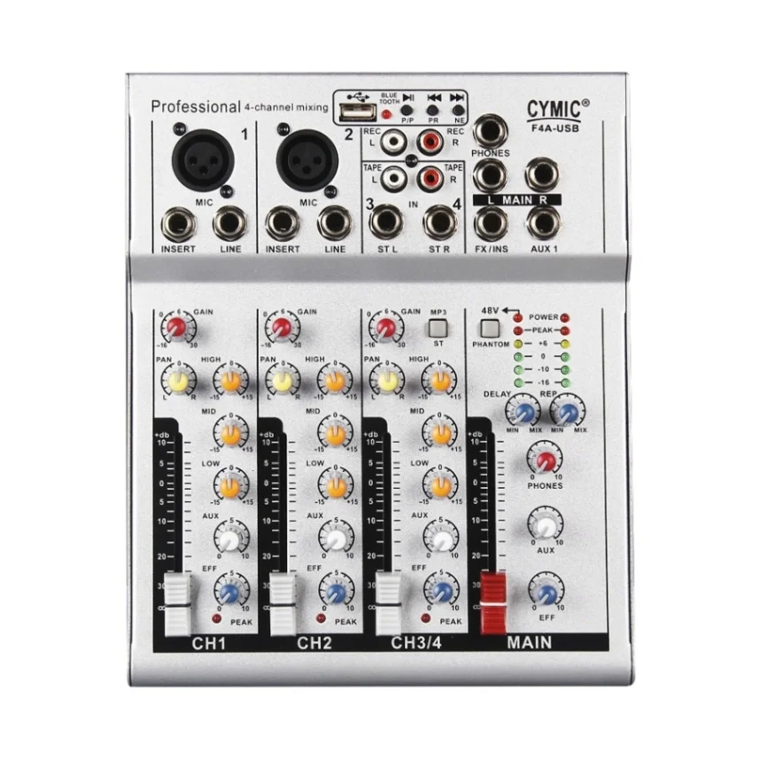 Мини бытовой портативный микшер аудио с USB DJ звук микшерный пульт 48 в усилитель для караоке вечерние аудио микшер midi клавиатура - Цвет: White US PLUG 4
