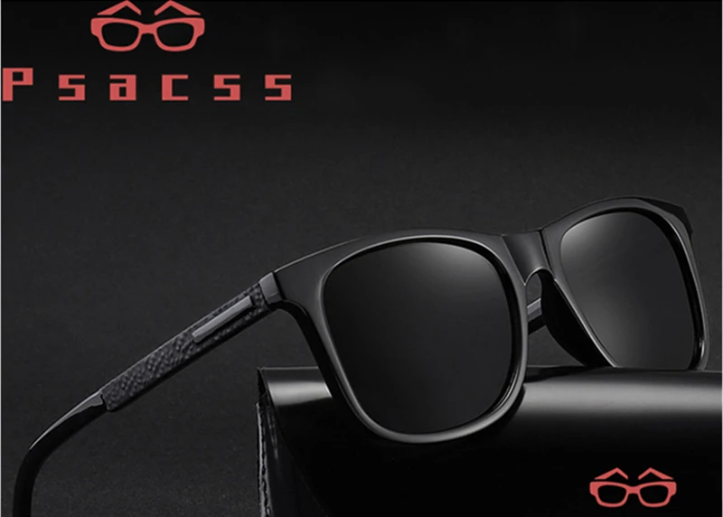 Psacss, винтажные, квадратные, поляризационные солнцезащитные очки, мужские, с полимерной оправой, солнцезащитные очки для мужчин, для вождения, рыбалки, lentes/gafas de sol hombre