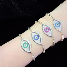 10 шт./лот, латунный браслет в стиле Ближнего Востока, классический Турецкий Дурной глаз, регулируемый браслет, Модные женские ювелирные изделия