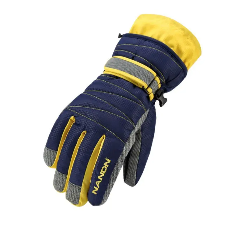Перчатки для велоспорта для взрослых и детей, толстые ветрозащитные водонепроницаемые теплые зимние перчатки для катания на лыжах, новая ручная одежда - Цвет: Blue