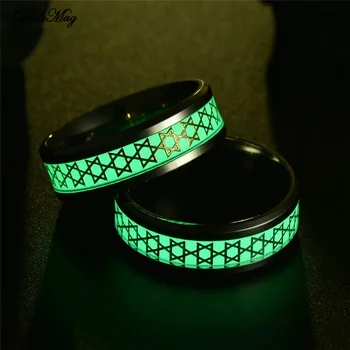 価格 Darkmag発光デビッドスターリング2色ステンレス鋼六角形リング軍事約束ジュエリードロップ無料