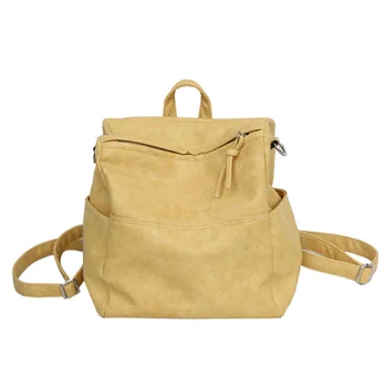 

Mochilas 2020 New Casual Pu Shoulder Bag Ladies Fold Backpack Retro Large Capacity Campus Backpack Multifunctional Travel Bag