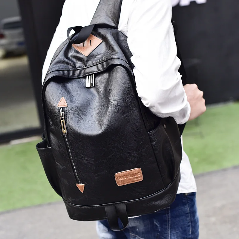 

2018 New Style Korean-style PU Leather Backpack Men Trend Casual Backpack Computer Bag Retro Schoolbag Cross Border