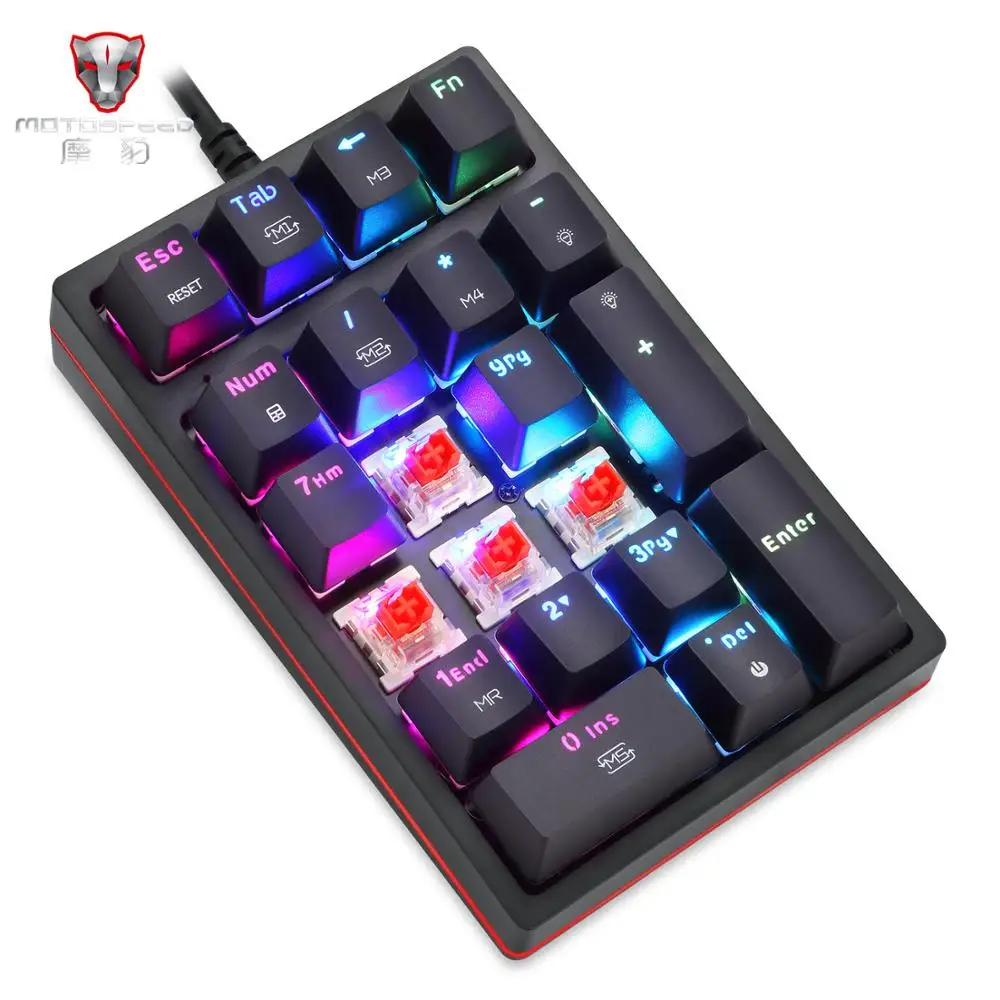 MOTOSPEED K24 USB Проводная Механическая цифровая клавиатура 21 клавиша Mini Numpad RGB
