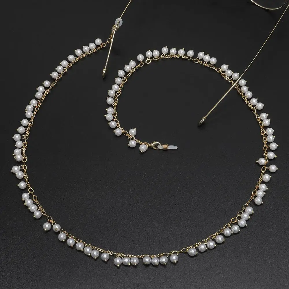 Fashion Pearl Beads Chains Sunglasses Lanyard Strap Necklace Metal Eyeglass Glasses Chain Cord Reading Glasses Strap