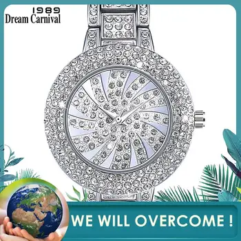 

DreamCarnival 1989 New Arrived Classic Crystal Watch for Women Luxury Stone Dial Rhodium Gold Colors Must Have Timepiece A8356B