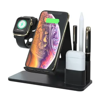 

3 in 1 Designed ABS 15W Fast Charging Wireless Charger Phone Stand Pen Holder for Phone/Air Pods/iWatch Phone Accessory Kits
