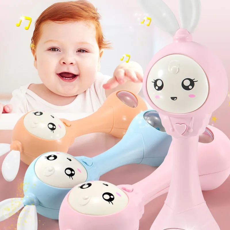 

Infant Music Flashing Teether Rattle Mobiles Toys Cute Rabbit Hand Bell Newborn Early Educational Baby Toy 0-12 Months Speelgoed