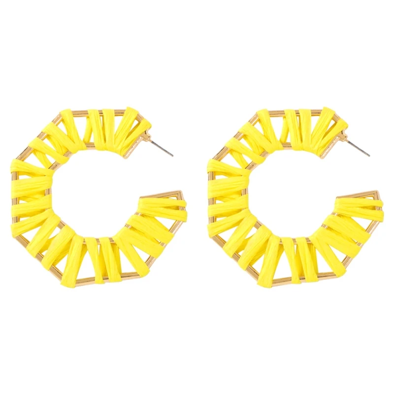 yellow 3 Женские серьги-кольца с разноцветными бусинами, большие круглые висячие серьги в богемном стиле, массивные Висячие серьги, аксессуары для ушей E68411 - Окраска металла: yellow 3