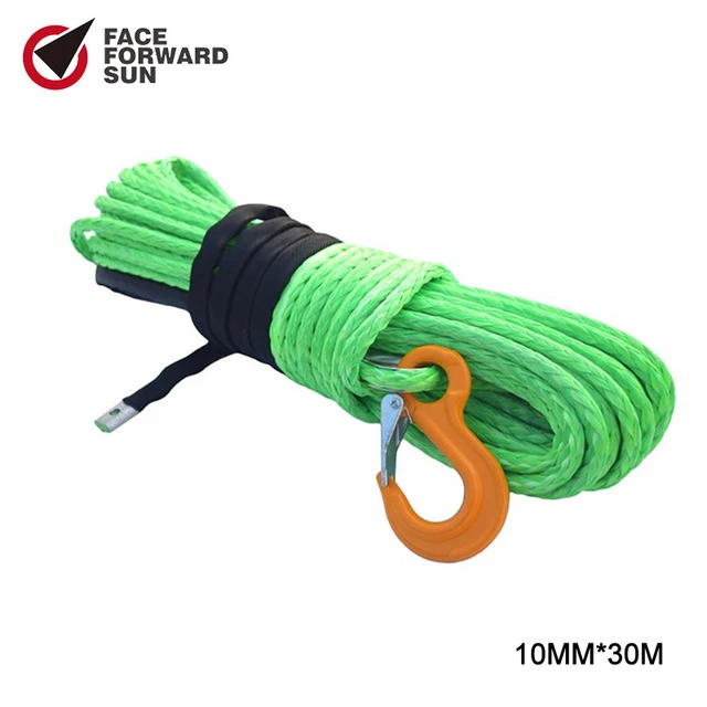 Green 10mm*30m Synthetic Winch Rope,Spectra Winch Cable,Kevlar Winch  Cable,Replacement Synthetic Rope for Winch