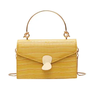 

Korean Fashion Style Women Handbag Small Stone Pattern Pu Leather Metal Buckle Flap Bag Female Chain Cross Body Bag Ring Handle