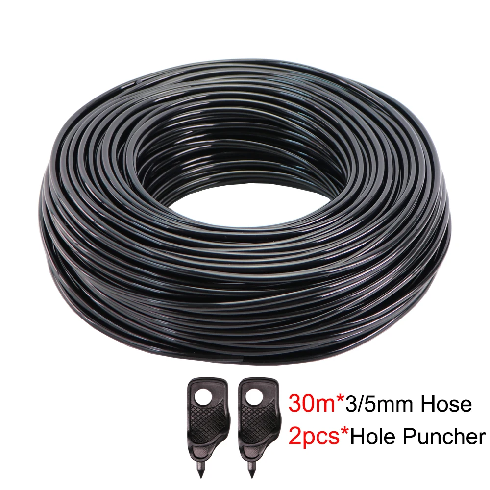 5-140m Garden Watering 3/5mm Hose Irrigation Pipe 1/8'' Tubing Greenhouse Bonsai Plant Flower Drip Arrow Dripper Sprinkler Tube 