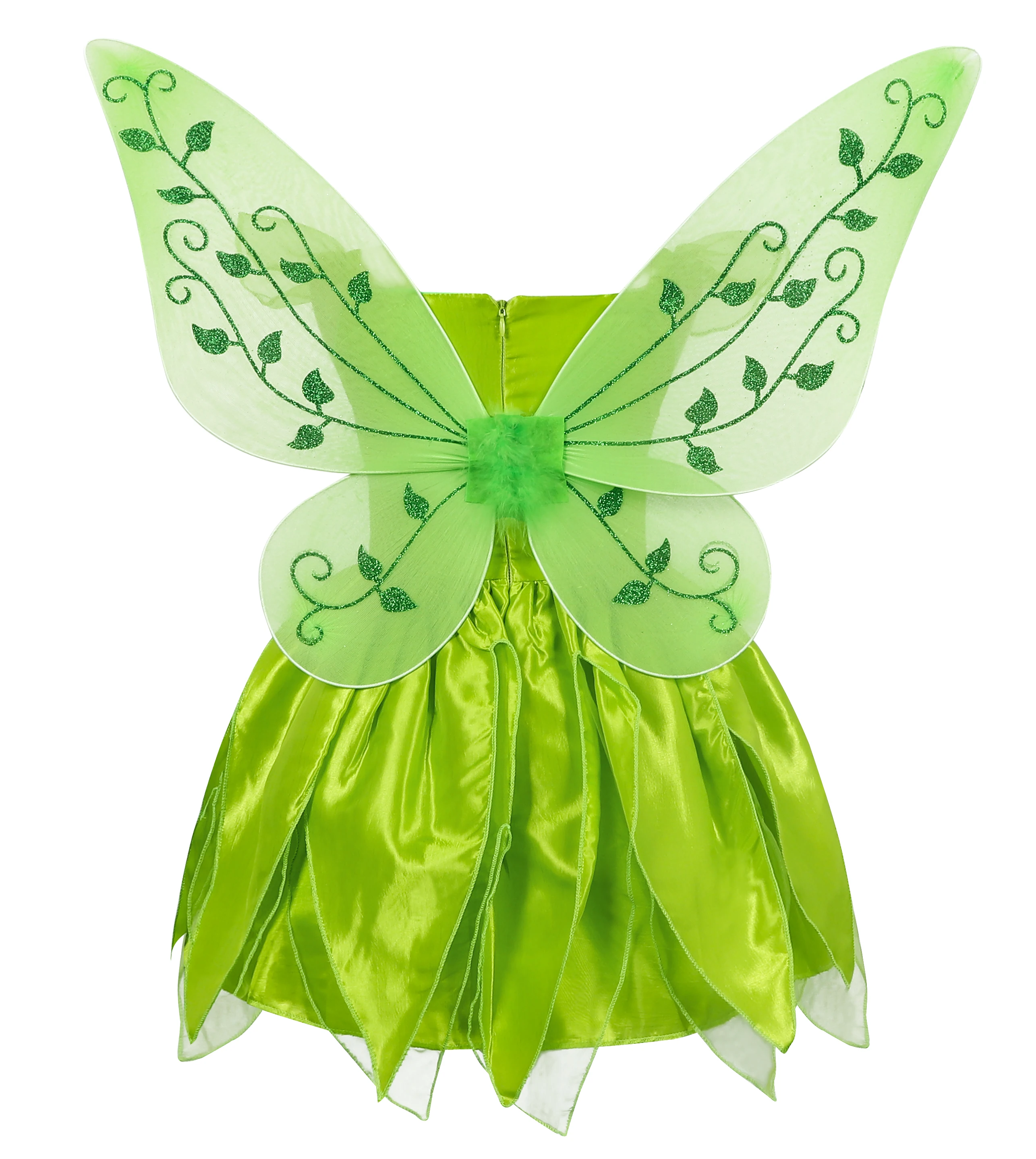 Girls Spring Summer Party Princess Dress Butterfly Fairy Cosplay Costume Wings Accessories Sling Lotus Leaf Skirt Zipper Placket