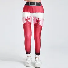 Рождественские леггинсы с высокой талией, женские эластичные леггинсы с пуш-ап принтом, женские спортивные штаны для фитнеса, бега, Pantalon Deportivo Mujer