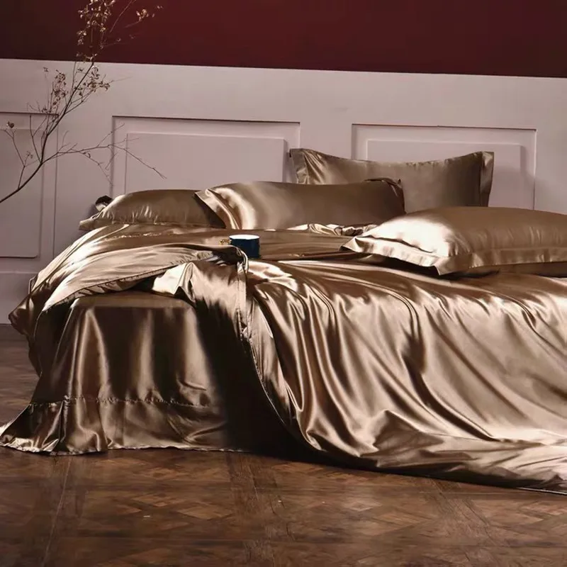

Summer Pure 4pcs Silk Bedding Sets, Double-sided Mulberry Silk Satin Quilt Cover, Silk Slip Sheet, Quilt Cover, Bedcap, Bedcloth