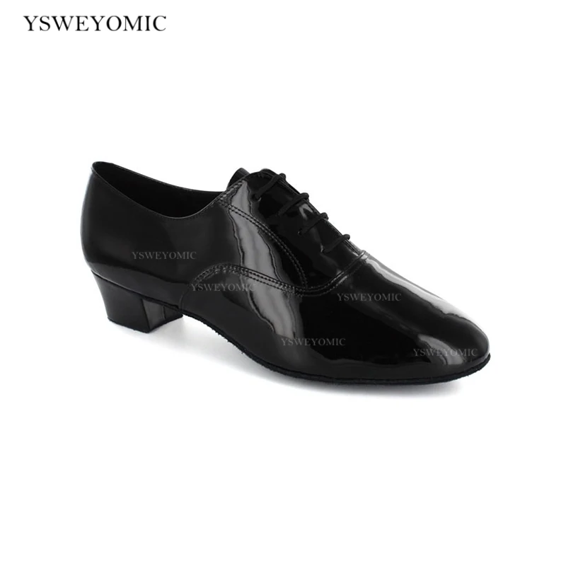 Dance Shoes Ballroom MEN Latin shoes Dancing Black Shiny Patent Leather High-end Modern Latin Dance Shoes For Man 1inch 1.5inch