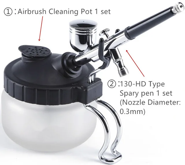 Cleaning pot and pen New Airbrush Cleaning Pot Stabilizer Glass Jar Bottles Holder Paint Station Filter Repair Tool For Cake Needle Body Paint Nail - Цвет: Cleaning pot and pen