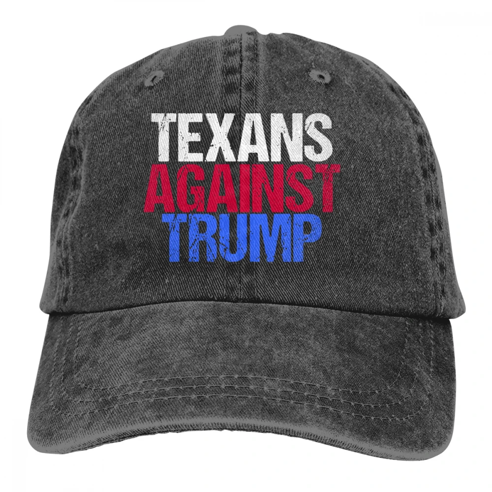 Тексанс против Трампа Casquette черный унисекс Мужские Женские деним Strapback бейсболка Регулируемая Гольф папа шляпа