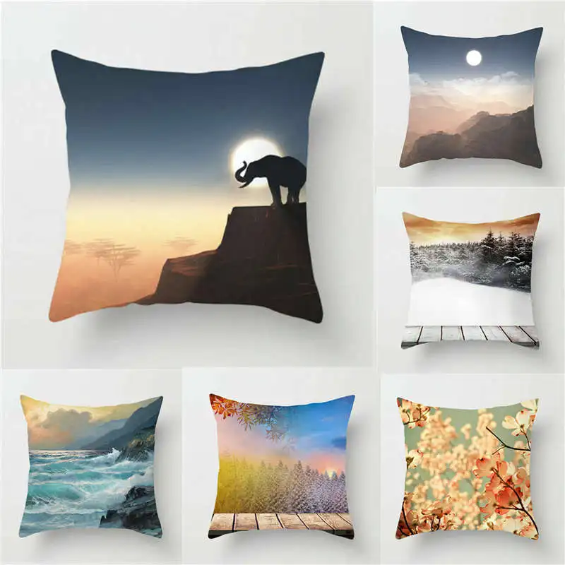 

Office Home Decorative Throw Pillow Cover 45*45 cm Scenery Cushion Case Sofa Waist Polyester