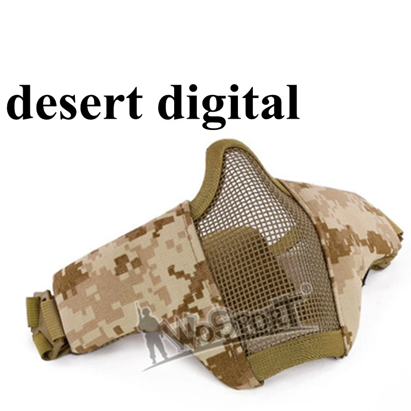 desert digital Металлическая стальная маска для страйкбола на половину лица, Охотничья тактическая Сетчатая Маска CS, защитные Вечерние Маски на половину лица на Хэллоуин - Цвет: desert digital