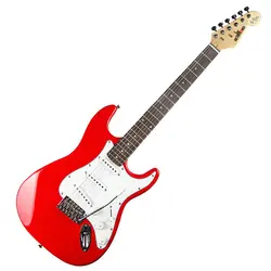 Ensemble de guitare électrique rouge à corps solide, Instrument de haute qualité, avec basses acoustiques, 22 frettes, BE50DJ 